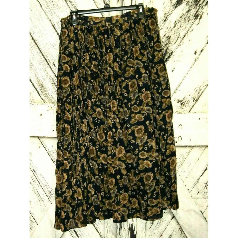 Drawstring Pleated Floral Sunflower Skirt